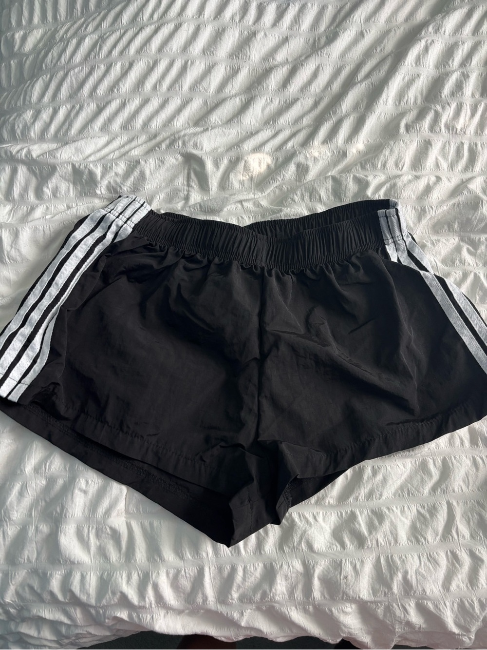 Black Women's Athletic Shorts with White Side Stripes